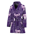 Purple Taurus Zodiac Pattern Print Women's Bathrobe