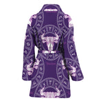 Purple Taurus Zodiac Pattern Print Women's Bathrobe