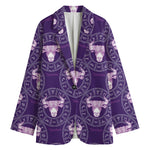 Purple Taurus Zodiac Pattern Print Women's Blazer