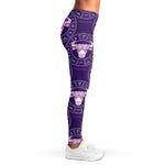 Purple Taurus Zodiac Pattern Print Women's Leggings