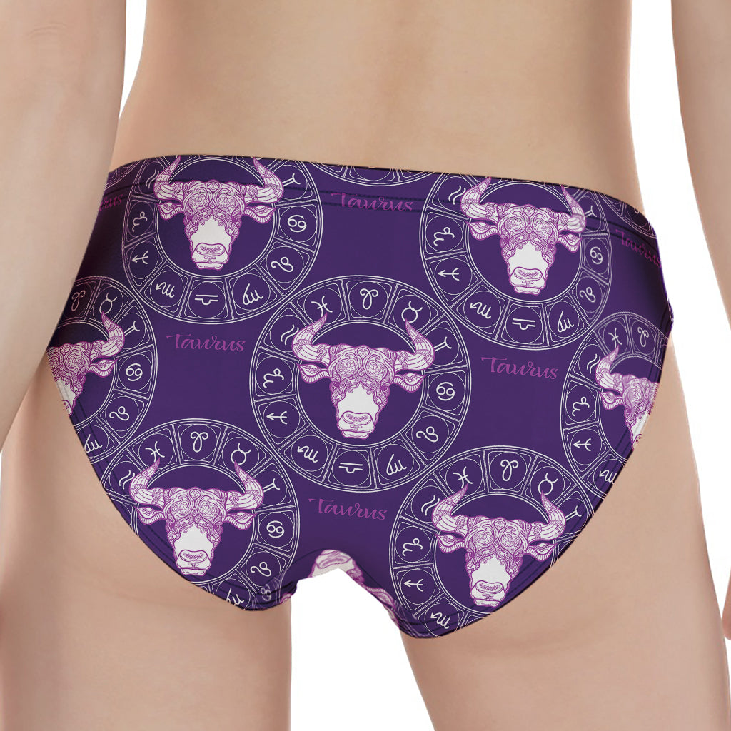 Purple Taurus Zodiac Pattern Print Women's Panties