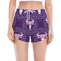 Purple Taurus Zodiac Pattern Print Women's Split Running Shorts