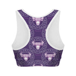Purple Taurus Zodiac Pattern Print Women's Sports Bra