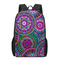 Purple Teal Circle Mandala Print 17 Inch Backpack