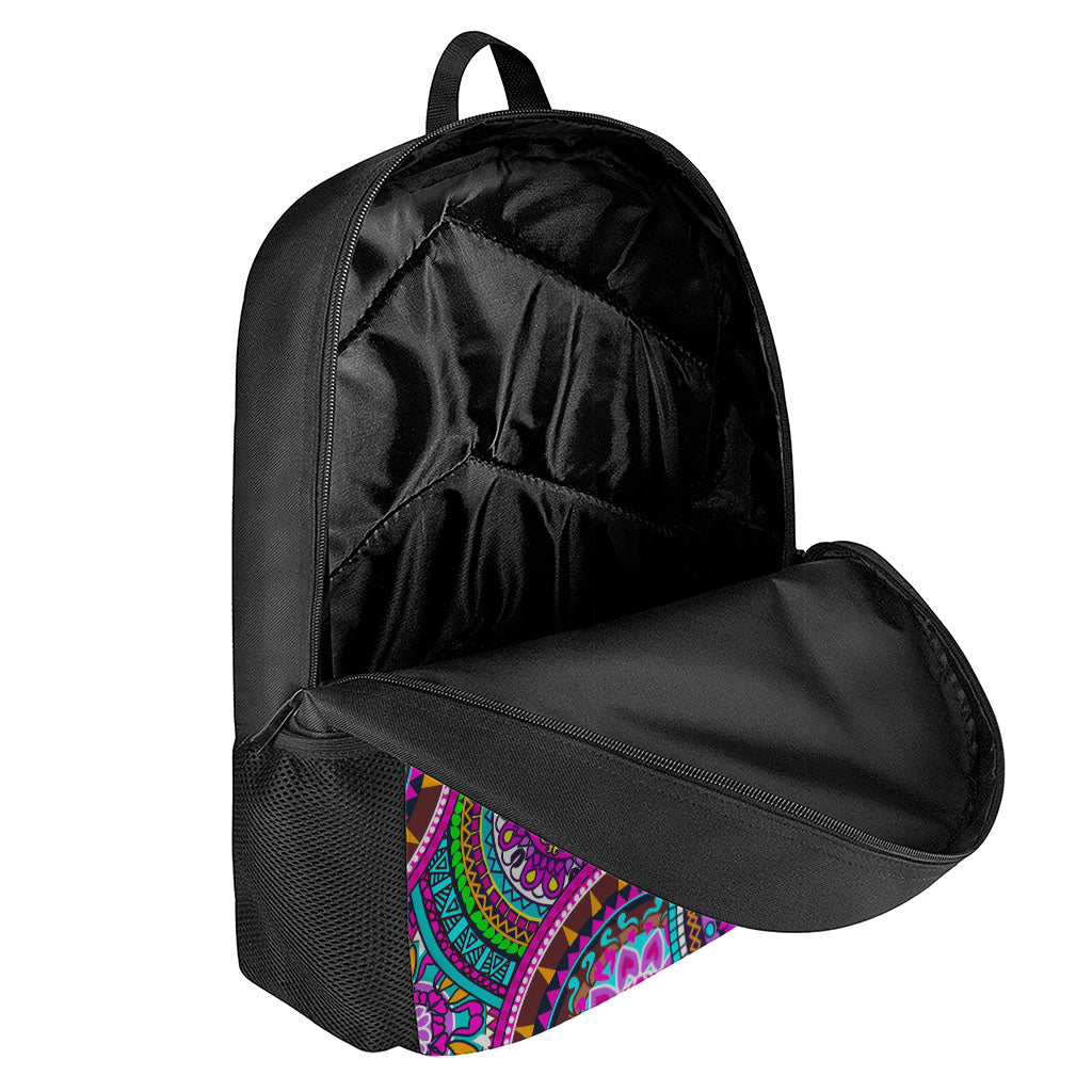 Purple Teal Circle Mandala Print 17 Inch Backpack