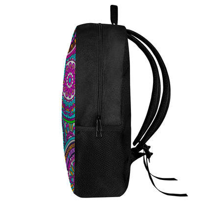 Purple Teal Circle Mandala Print 17 Inch Backpack