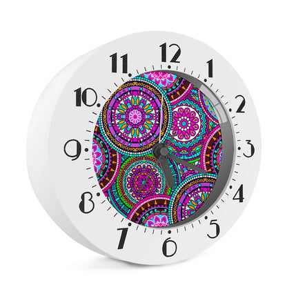 Purple Teal Circle Mandala Print Alarm Clock