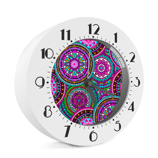 Purple Teal Circle Mandala Print Alarm Clock