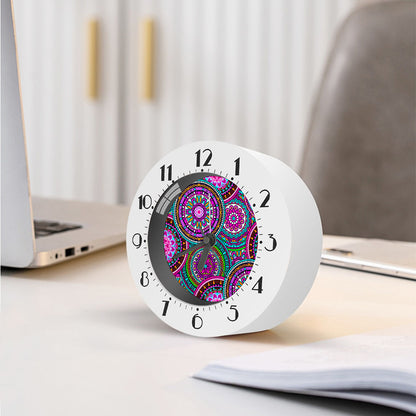 Purple Teal Circle Mandala Print Alarm Clock