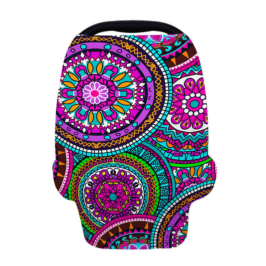 Purple Teal Circle Mandala Print Baby Seat Cover
