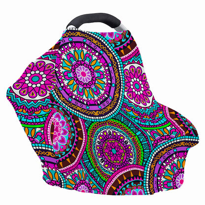 Purple Teal Circle Mandala Print Baby Seat Cover