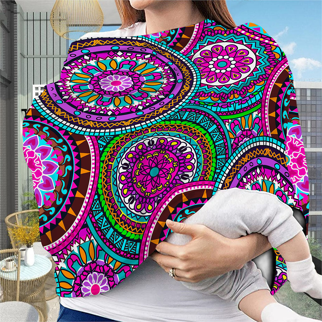Purple Teal Circle Mandala Print Baby Seat Cover