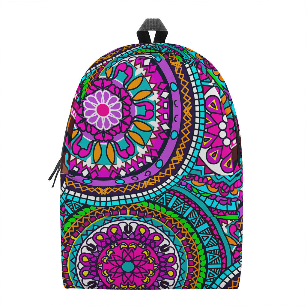 Purple Teal Circle Mandala Print Backpack