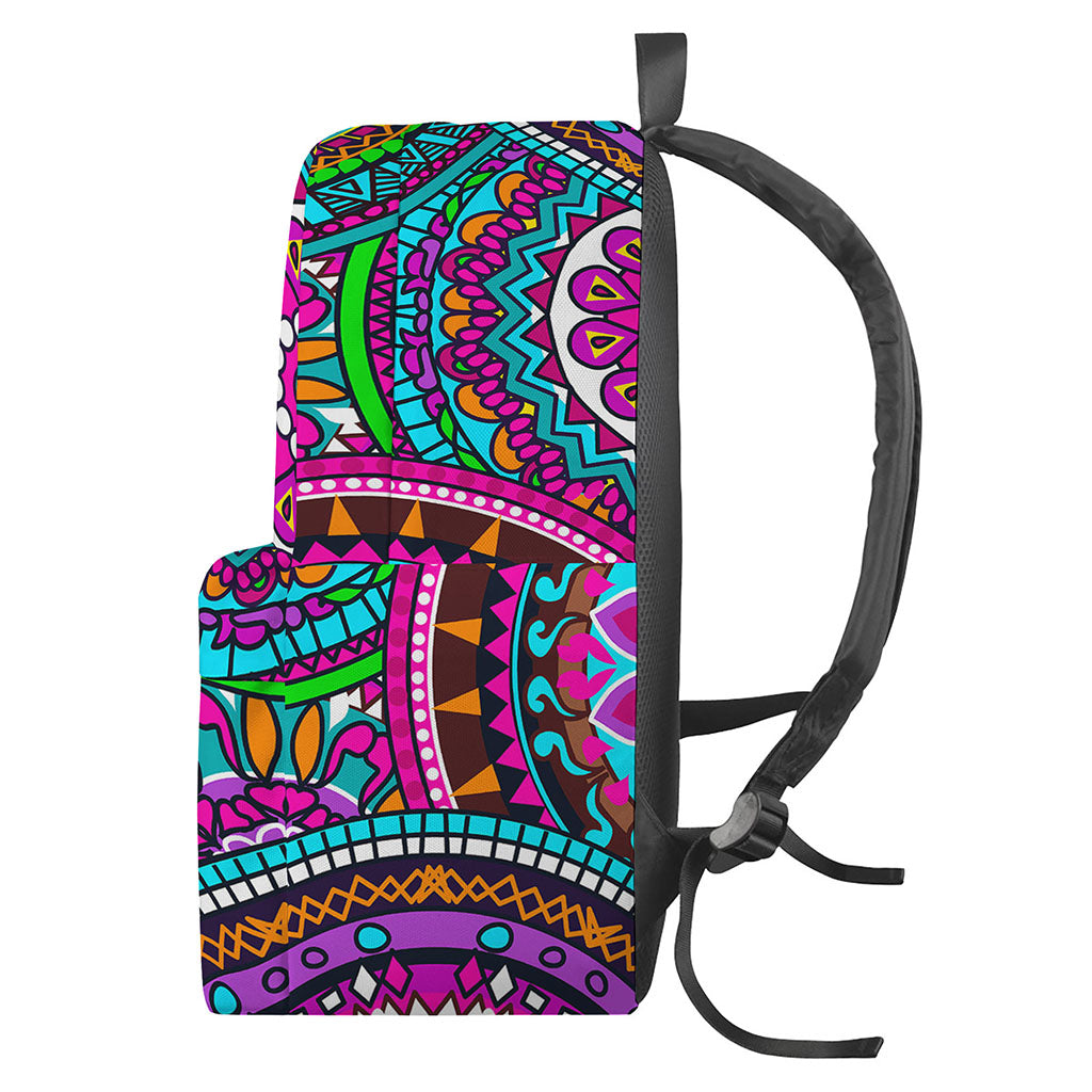 Purple Teal Circle Mandala Print Backpack