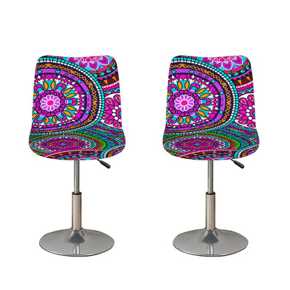 Purple Teal Circle Mandala Print Bar Stool Covers