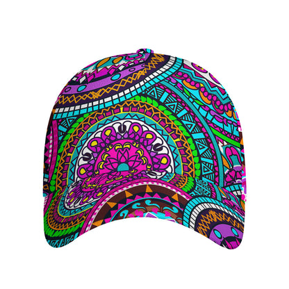Purple Teal Circle Mandala Print Baseball Cap