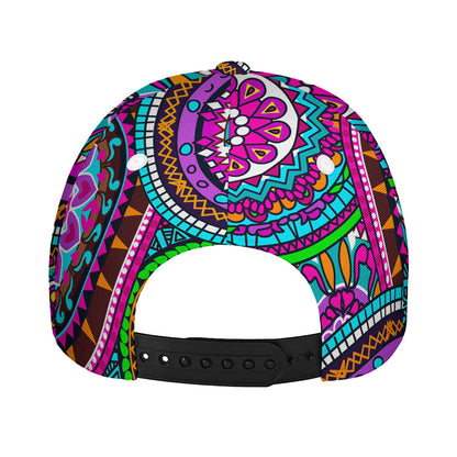 Purple Teal Circle Mandala Print Baseball Cap
