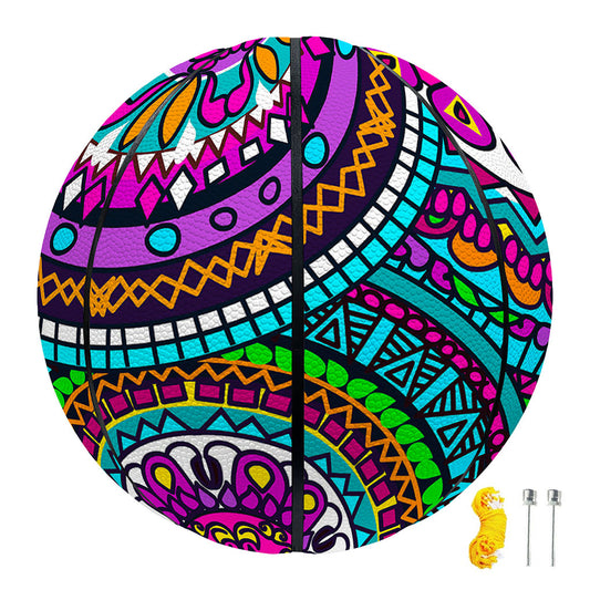 Purple Teal Circle Mandala Print Basketball