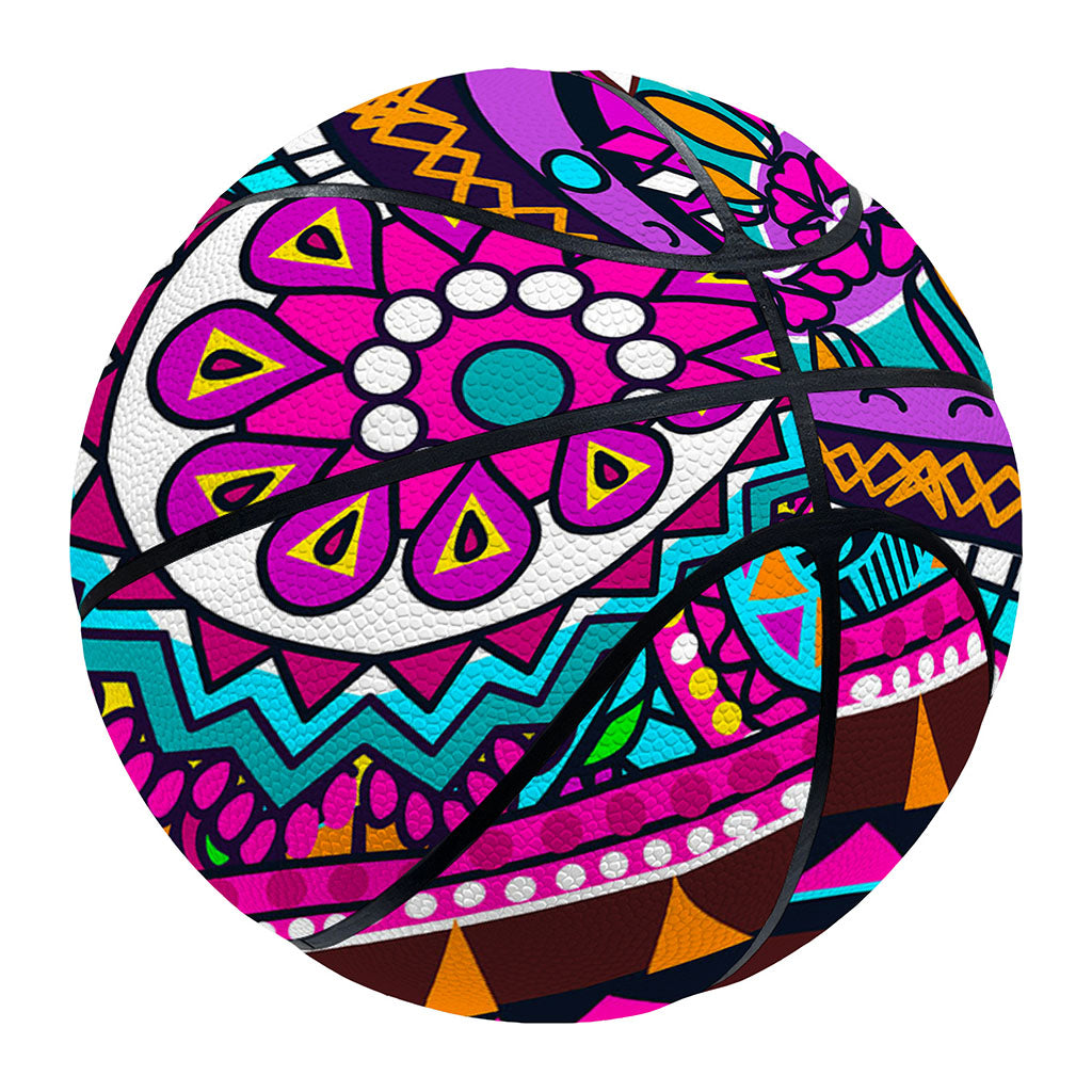 Purple Teal Circle Mandala Print Basketball