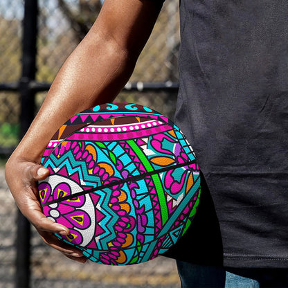 Purple Teal Circle Mandala Print Basketball