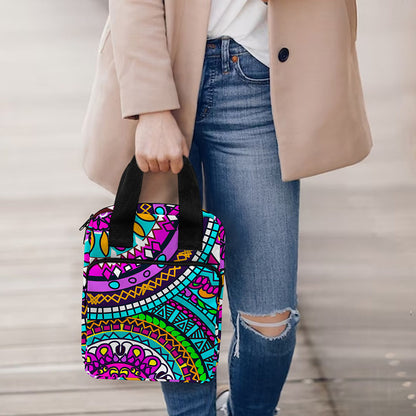 Purple Teal Circle Mandala Print Bible Tote Bag