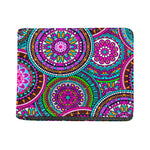 Purple Teal Circle Mandala Print Bifold Wallet