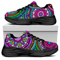 Purple Teal Circle Mandala Print Black Chunky Shoes