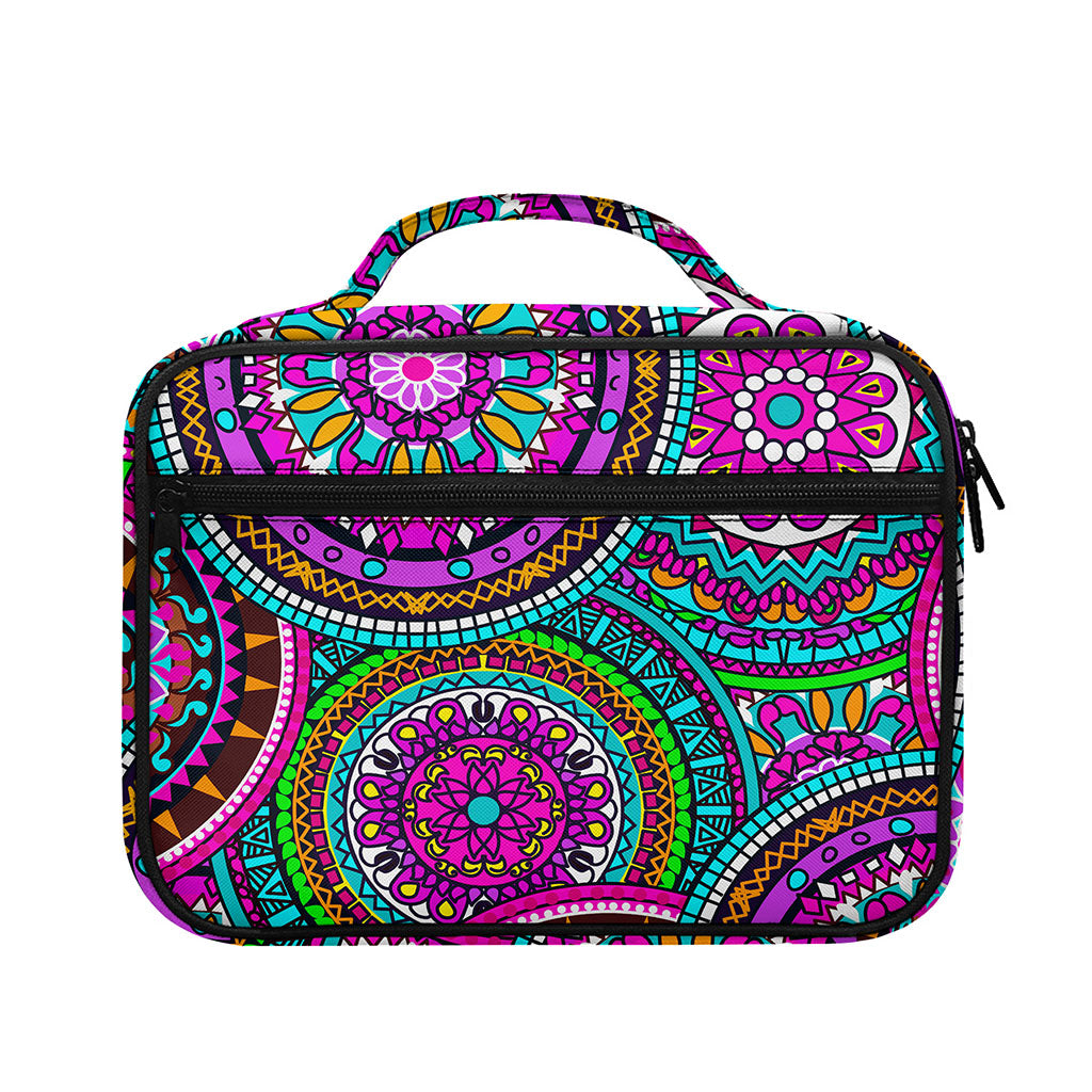 Purple Teal Circle Mandala Print Briefcase Bible Bag