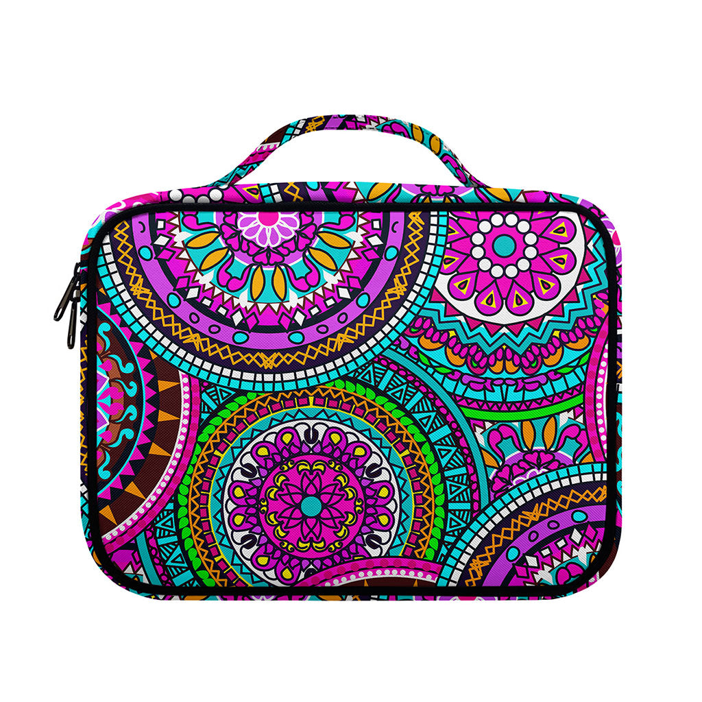 Purple Teal Circle Mandala Print Briefcase Bible Bag