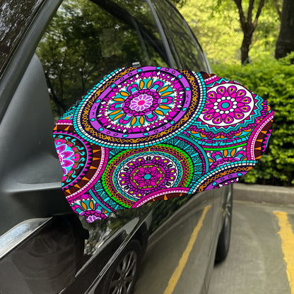 Purple Teal Circle Mandala Print Car Side Mirror Covers