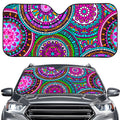 Purple Teal Circle Mandala Print Car Windshield Sun Shade