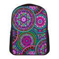 Purple Teal Circle Mandala Print Casual Backpack