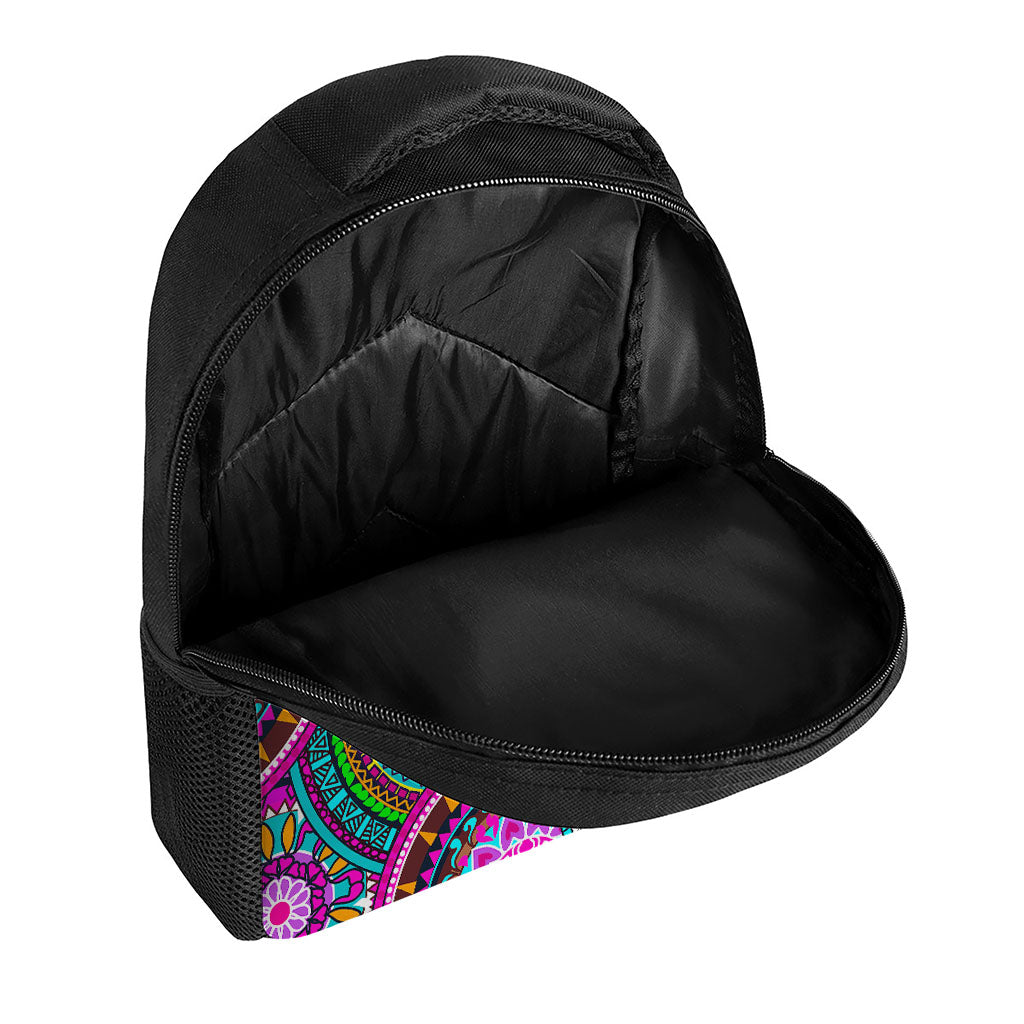 Purple Teal Circle Mandala Print Casual Backpack