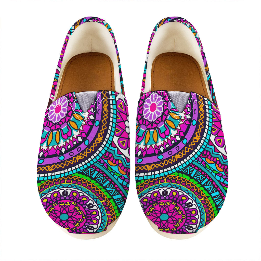 Purple Teal Circle Mandala Print Casual Shoes