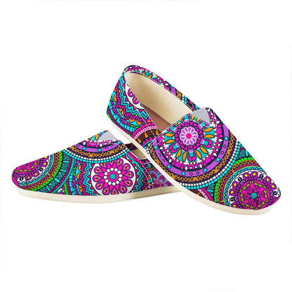 Purple Teal Circle Mandala Print Casual Shoes