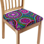 Purple Teal Circle Mandala Print Chair Cushion Cover