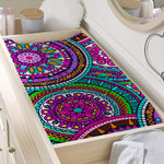 Purple Teal Circle Mandala Print Changing Pad Cover