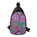 Purple Teal Circle Mandala Print Sling Bag