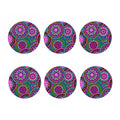 Purple Teal Circle Mandala Print Coaster Set