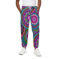 Purple Teal Circle Mandala Print Cotton Sweatpants
