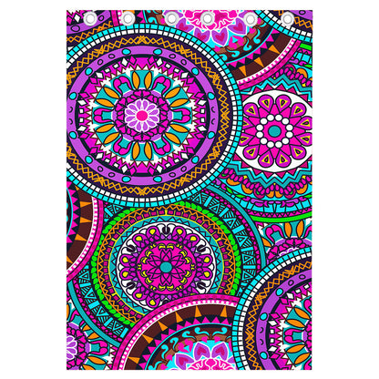 Purple Teal Circle Mandala Print Curtain