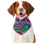 Purple Teal Circle Mandala Print Dog Bandana