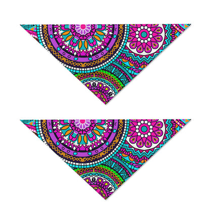 Purple Teal Circle Mandala Print Dog Bandana