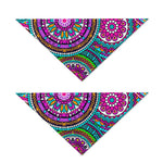 Purple Teal Circle Mandala Print Dog Bandana