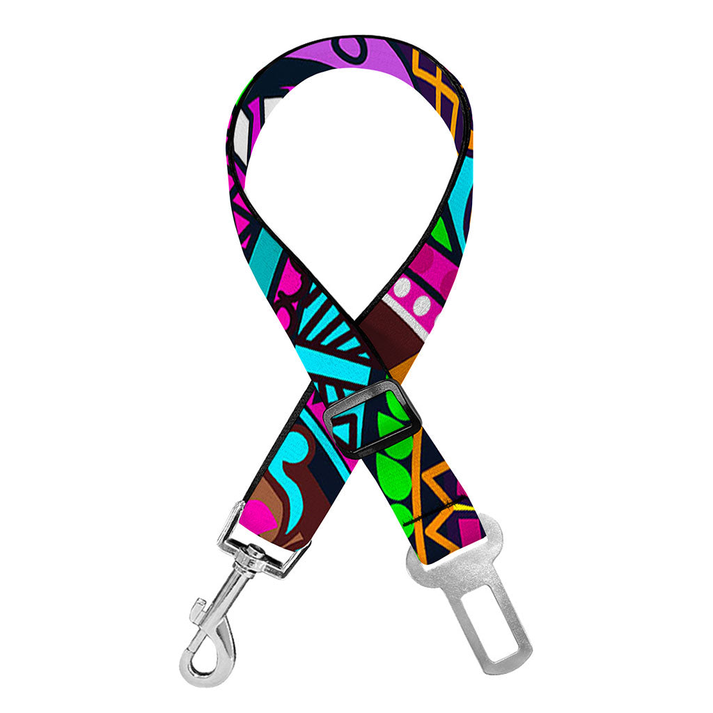 Purple Teal Circle Mandala Print Dog Seat Belt