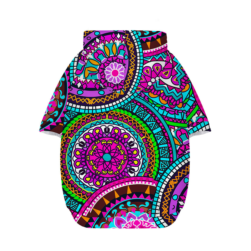 Purple Teal Circle Mandala Print Dog Zip Up Hoodie