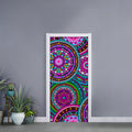 Purple Teal Circle Mandala Print Door Sticker