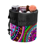Purple Teal Circle Mandala Print Drawstring Makeup Bag