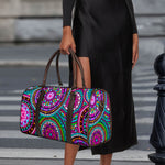 Purple Teal Circle Mandala Print Duffle Bag