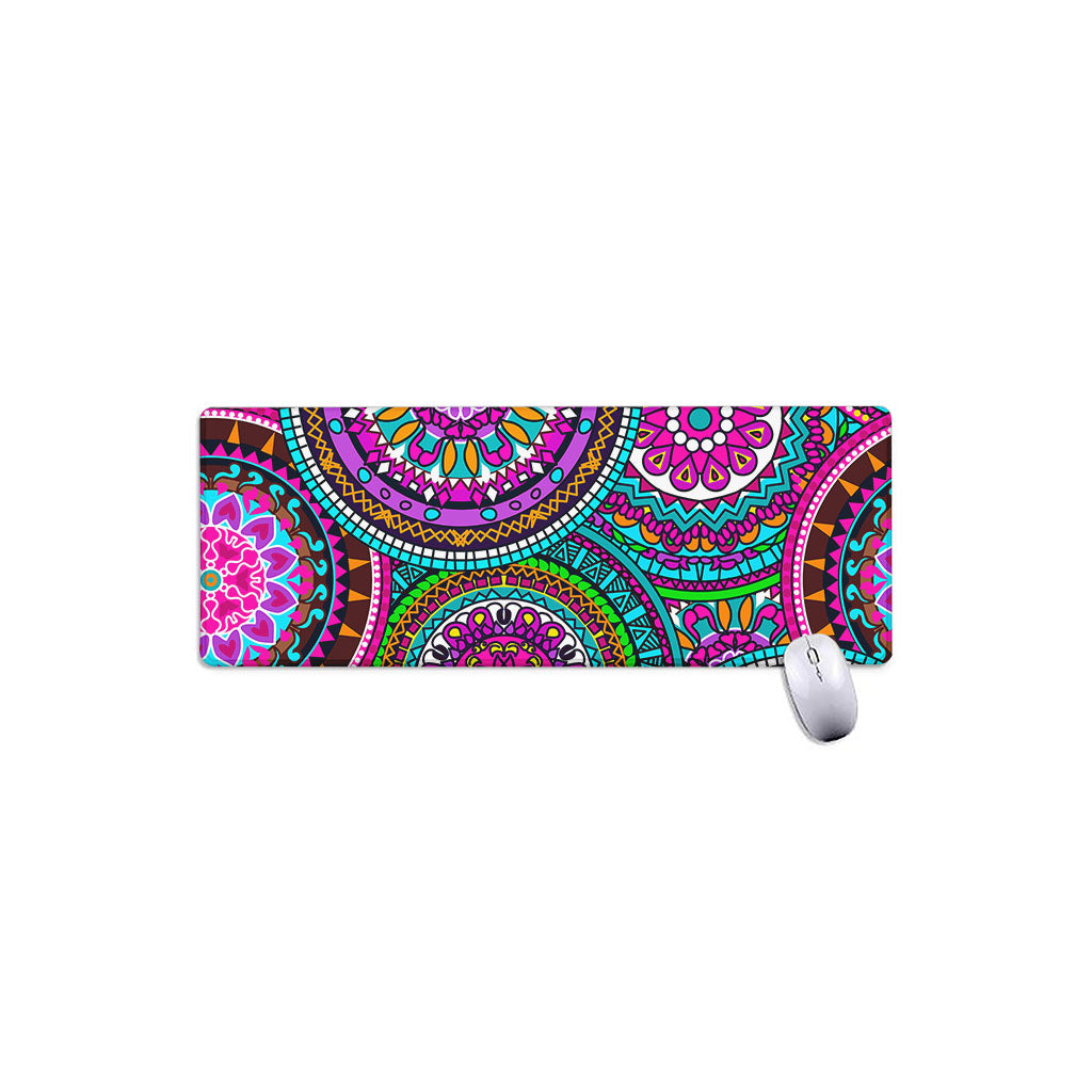 Purple Teal Circle Mandala Print Extended Mouse Pad